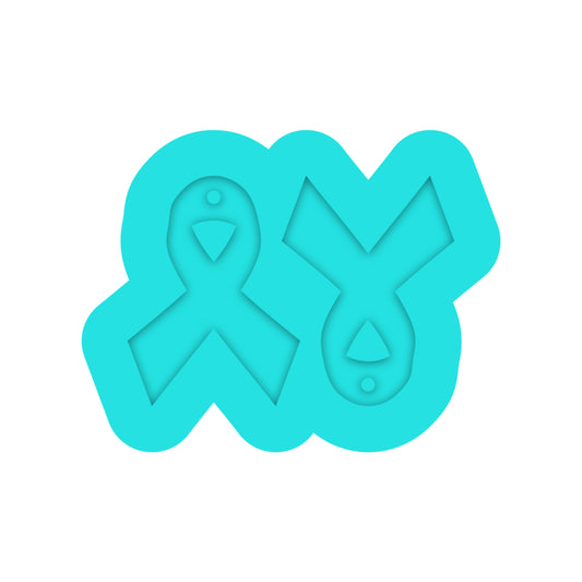 Cancer Awareness Ribbon Dangle Earring Silicone Mold for Resin Jewelry Artists