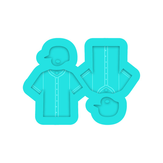 Baseball Helmet & Jersey Dangle Earring Silicone Mold for Resin Jewelry Artists.