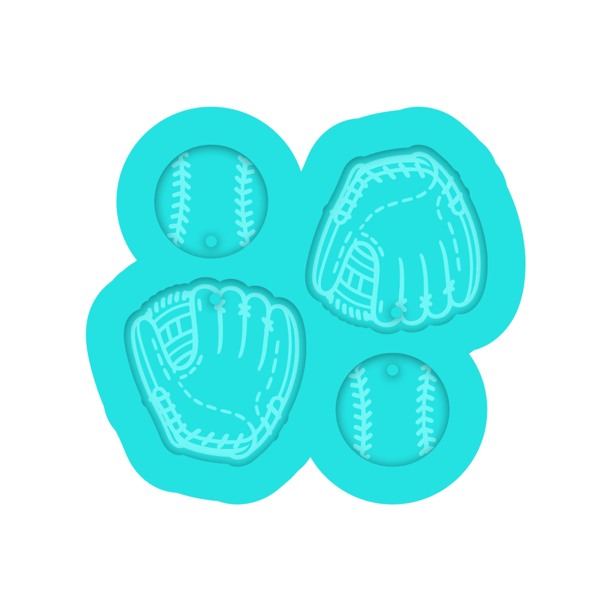 Baseball & Glove Dangle Earring Silicone Mold for Resin Jewelry Artists