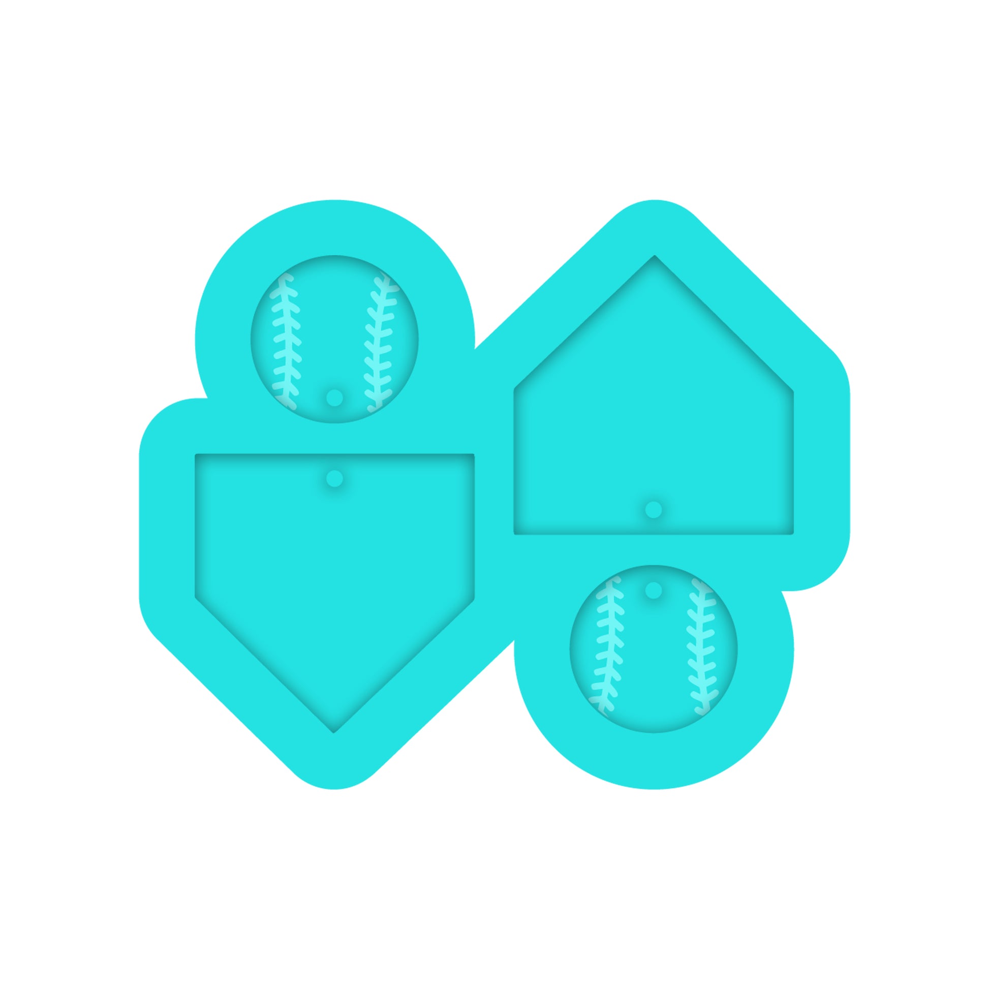 Baseball & Home Plate Dangle Earring Silicone Mold for Resin Jewelry Artists