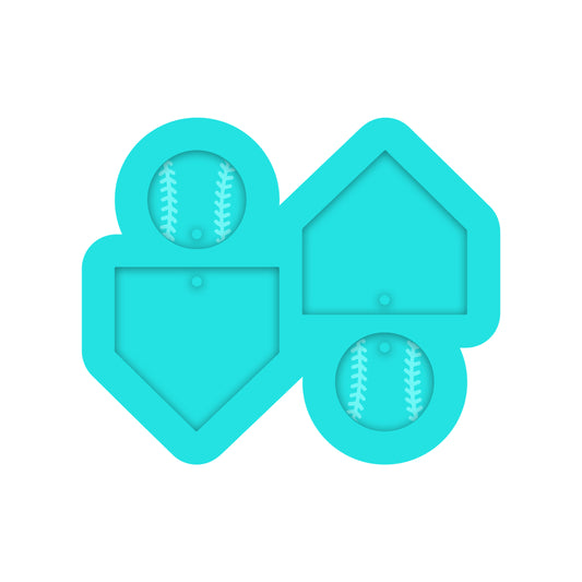 Baseball & Home Plate Dangle Earring Silicone Mold for Resin Jewelry Artists