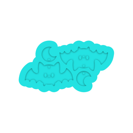 Halloween Crescent Moon & Bat Dangle Earring Silicone Mold for Resin Jewelry Artists