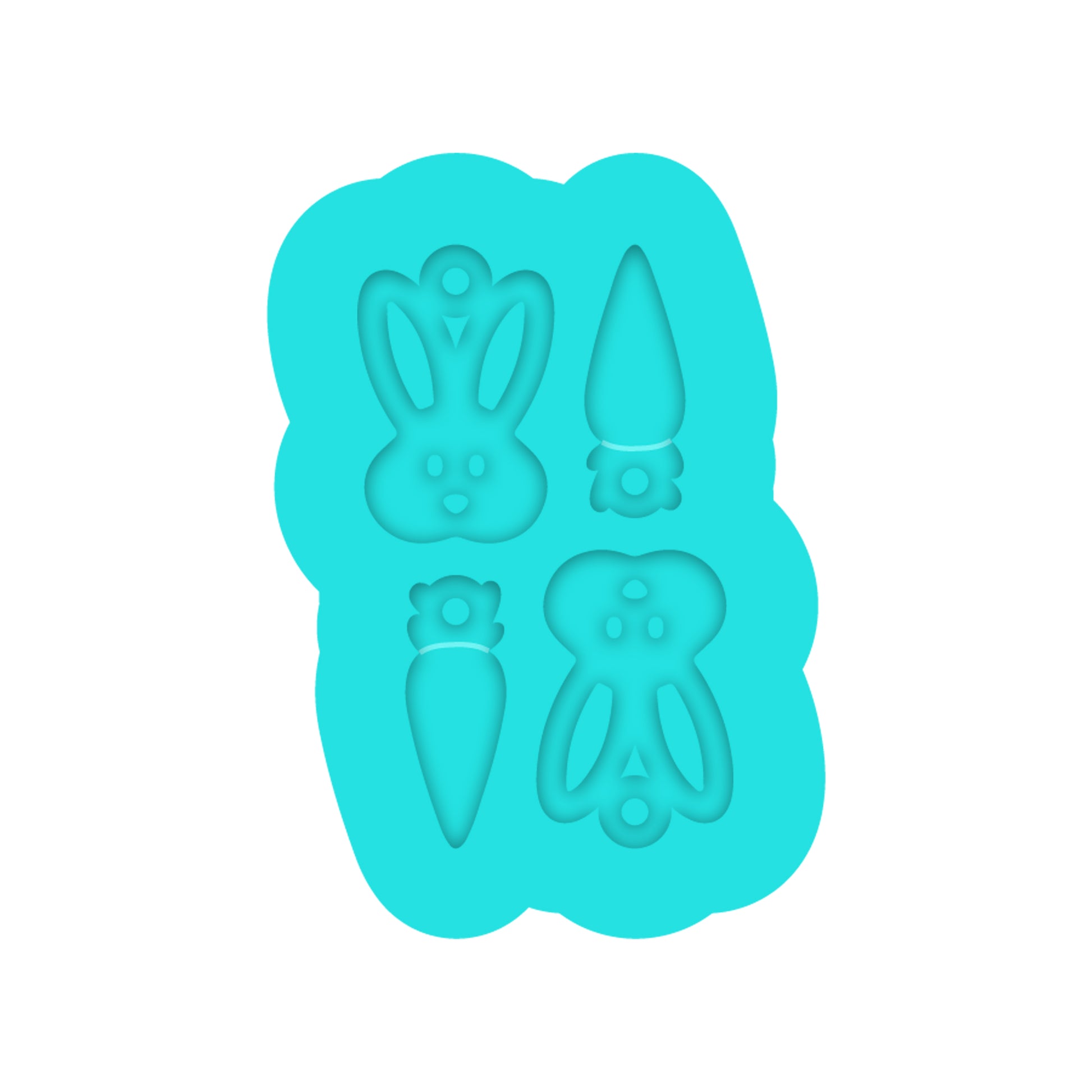 Easter Bunny & Carrot Dangle Earring Silicone Mold for Resin Jewelry Artists