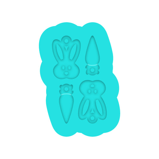 Easter Bunny & Carrot Dangle Earring Silicone Mold for Resin Jewelry Artists
