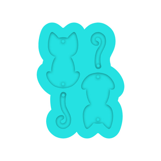 Cat Dangle Earring Silicone Mold for Resin Jewelry Artists