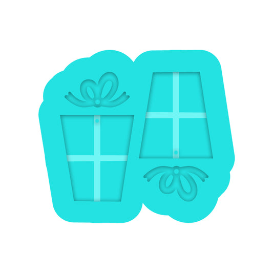 Christmas Present Dangle Earring Silicone Mold for Resin Jewelry Artists.