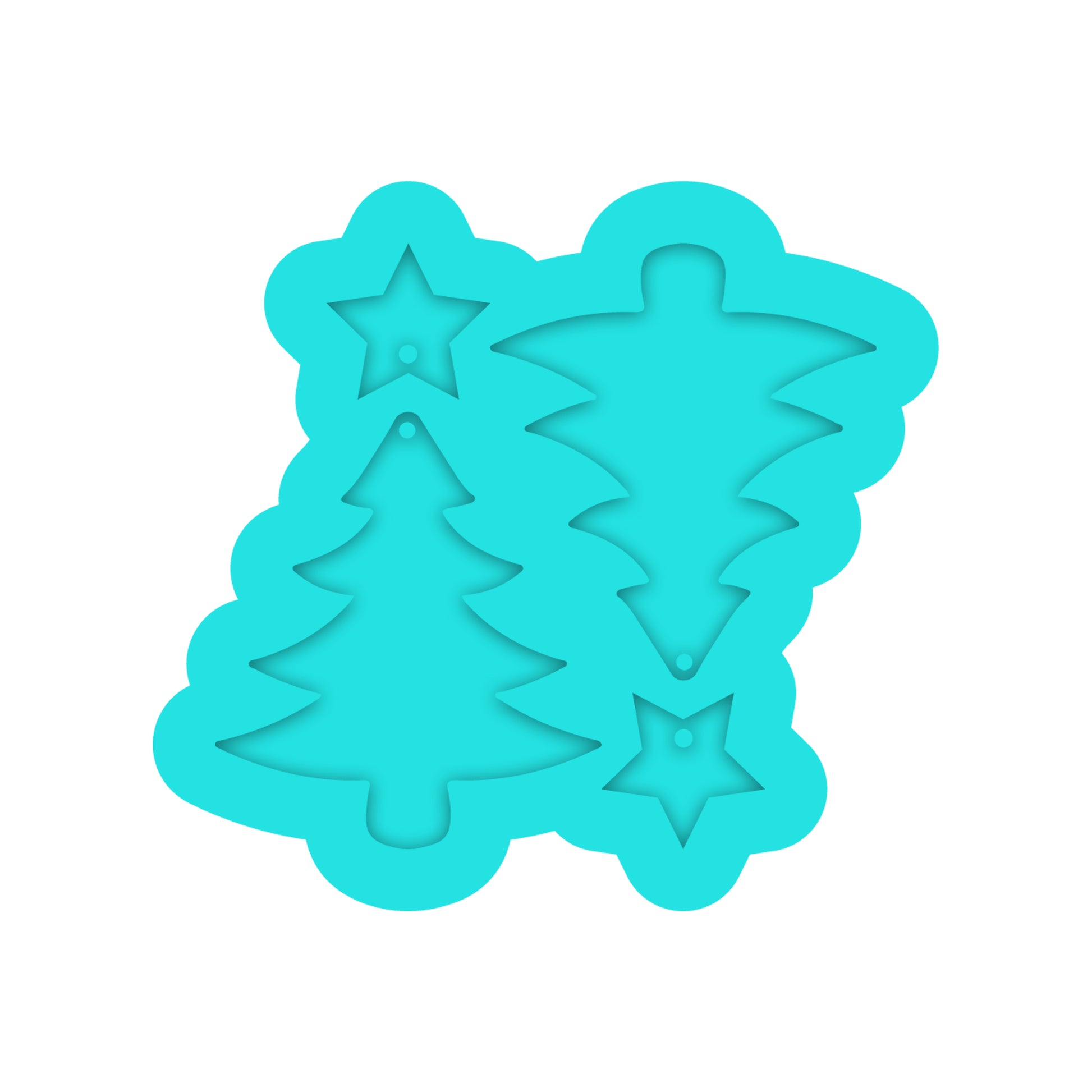 Christmas Tree & Star Dangle Earring Silicone Mold for Resin Jewelry Artists