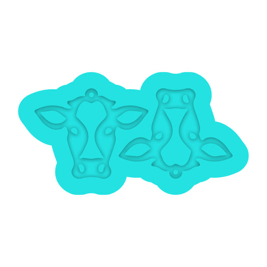 Cow Head Dangle Earring Silicone Mold for Resin Jewelry Artists