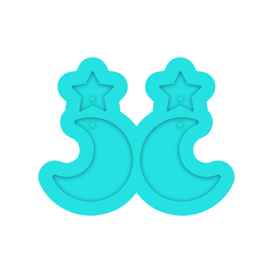 Crescent Moon & Star Dangle Earring Silicone Mold