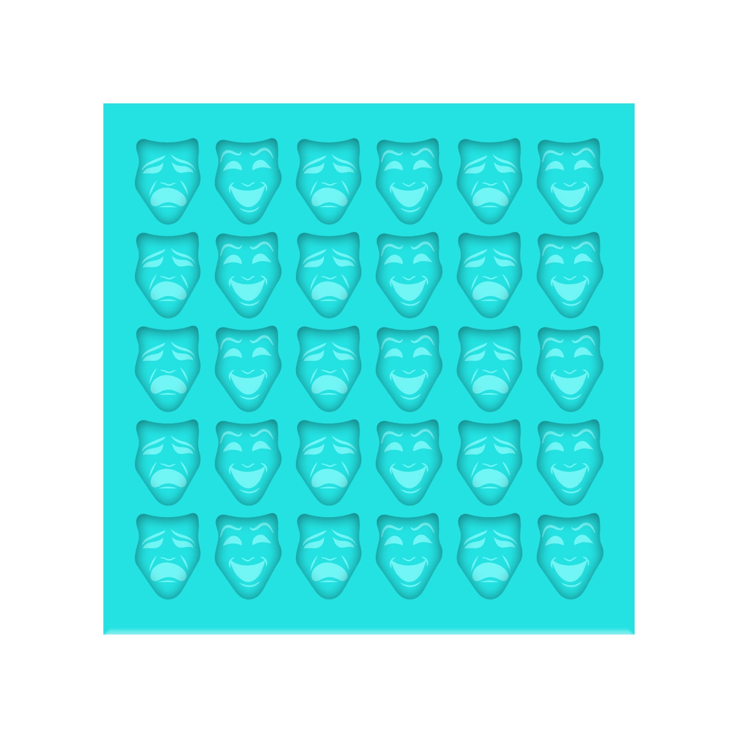 Mardi Gras Comedy & Tragedy Masks Silicone Mold for Resin Shaker Bits, Stud Earrings, Flatbacks, Charms & Pendants.