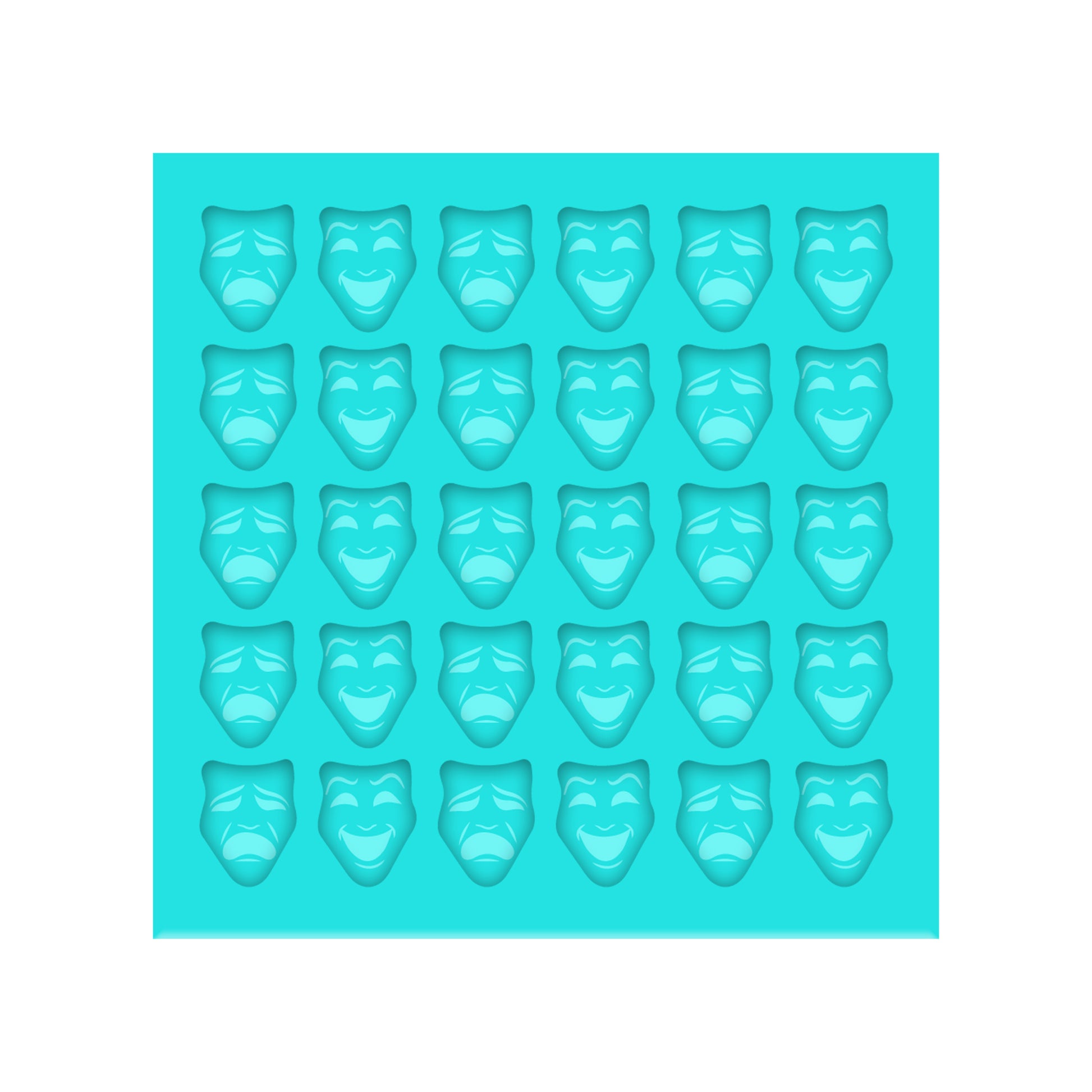 Mardi Gras Comedy & Tragedy Masks Silicone Mold for Resin Shaker Bits, Stud Earrings, Flatbacks, Charms & Pendants.