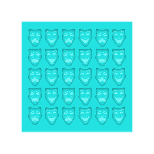 Mardi Gras Comedy & Tragedy Masks Silicone Mold for Resin Shaker Bits, Stud Earrings, Flatbacks, Charms & Pendants.
