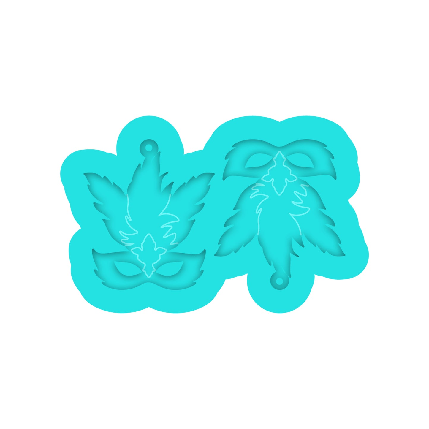 Mardi Gras Feather Mask Dangle Earring Silicone Mold for Resin Jewelry Artists.