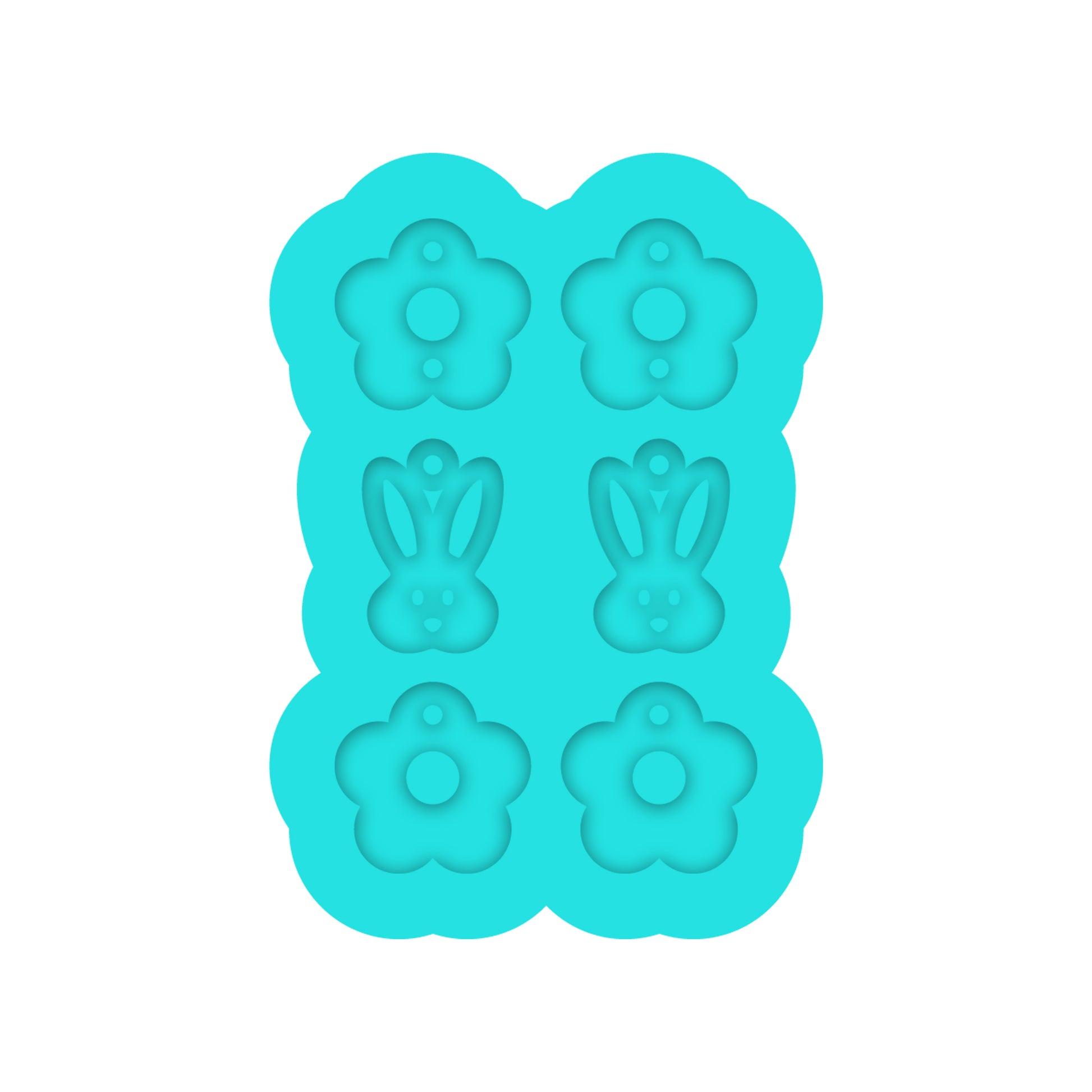 Easter Daisy & Bunny Dangle Earring Silicone Mold for Resin Jewelry Artists