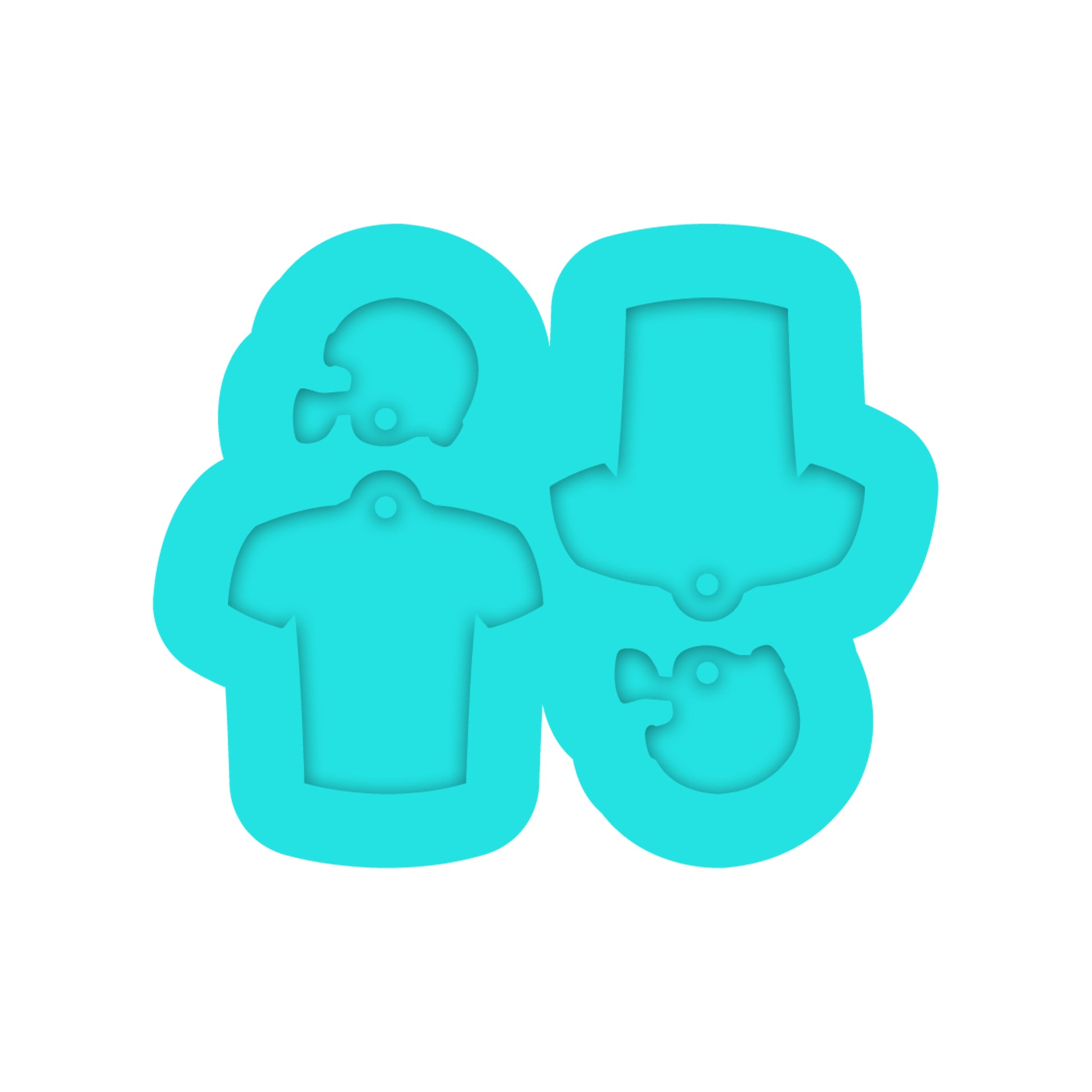 Football Helmet & Jersey Dangle Earring Silicone Mold for Resin Jewelry Artists