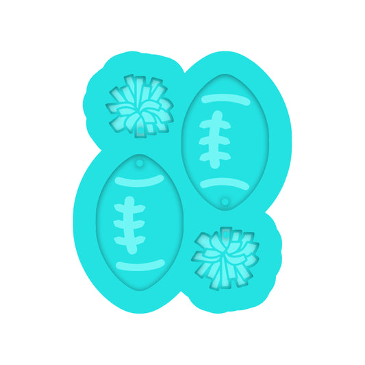 Football & Pom Poms Dangle Earring Silicone Mold for Resin Jewelry Artists