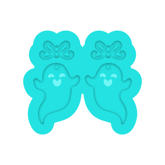 Halloween Ghost with Bow Dangle Earring Silicone Mold for Resin Jewelry Artists.