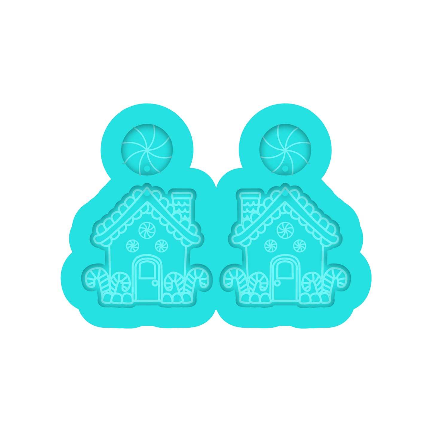 Gingerbread House Dangle Earring Silicone Mold for Resin Jewelry Artists.