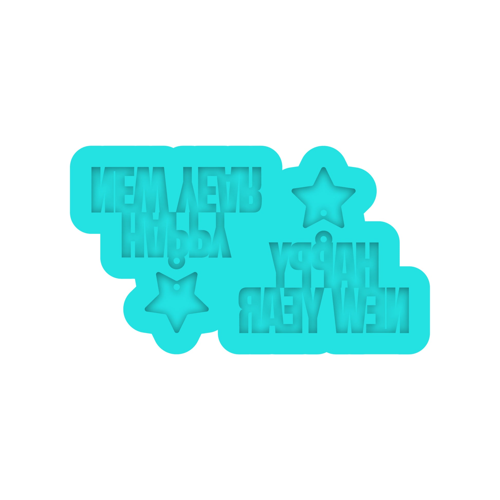 Happy New Year Dangle Earring Silicone Mold for Resin Jewelry Artists.