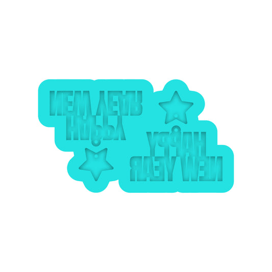 Happy New Year Dangle Earring Silicone Mold for Resin Jewelry Artists.