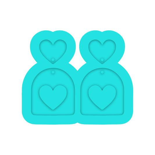 Valentines Day Heart Arch Dangle Earring Silicone Mold for Resin Jewelry Artists.