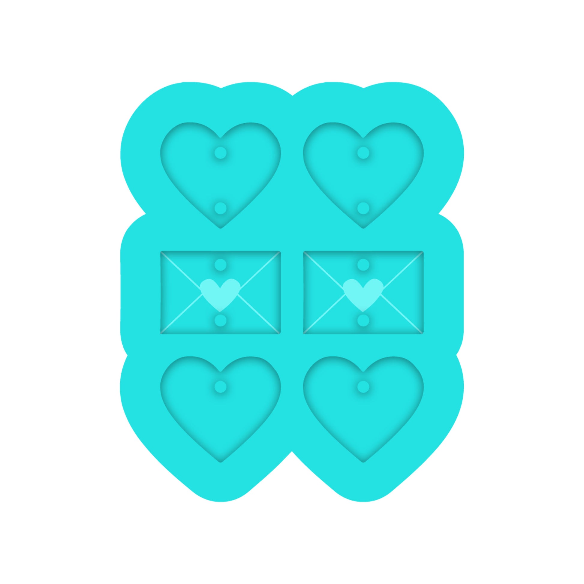 Valentine's Day Hearts & Love Letter Dangle Earring Silicone Mold for Resin Jewelry Artists.