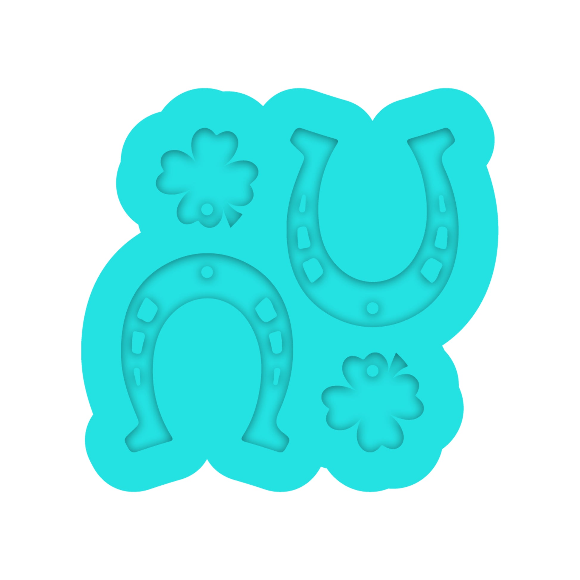 St. Patrick's Day Horseshoe & Clover Dangle Earring Silicone Mold for Resin Jewelry Artists