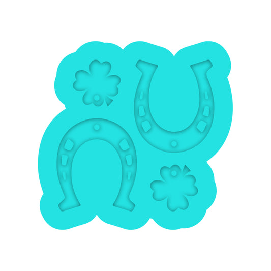 St. Patrick's Day Horseshoe & Clover Dangle Earring Silicone Mold for Resin Jewelry Artists