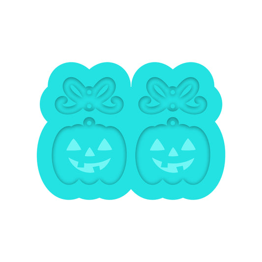 Halloween Jack O Lantern with Bow Dangle Earring Silicone Mold for Resin Jewelry Artists