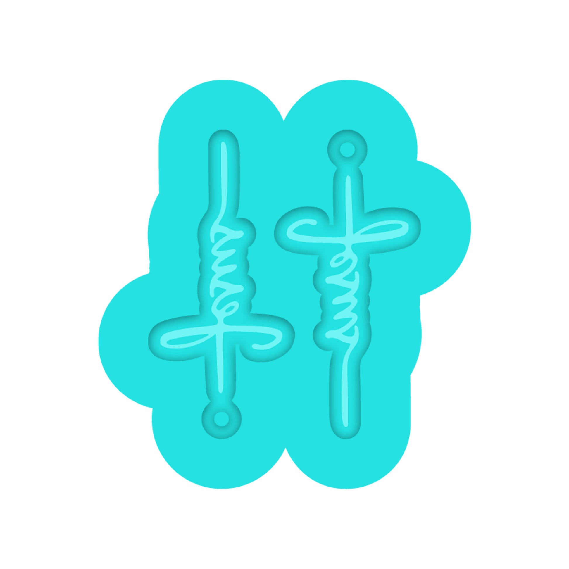 Christian Easter Jesus Cross Dangle Earring Silicone Mold for Resin Jewelry Artists