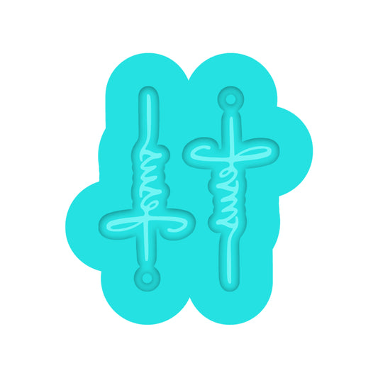 Christian Easter Jesus Cross Dangle Earring Silicone Mold for Resin Jewelry Artists