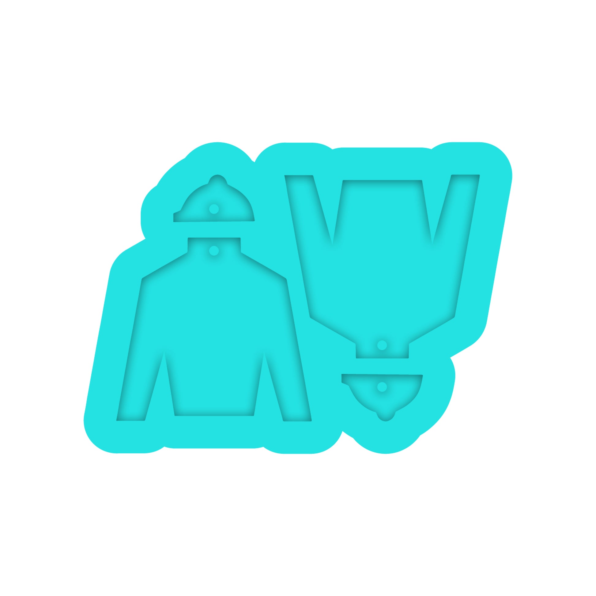 Jockey Silks & Hat Dangle Earring Silicone Mold for Resin Jewelry Artists