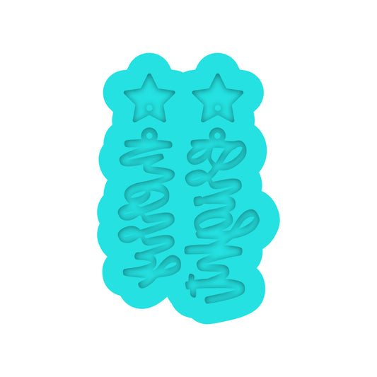 Christmas Merry & Bright Dangle Earring Silicone Mold for Resin Jewelry Artists.