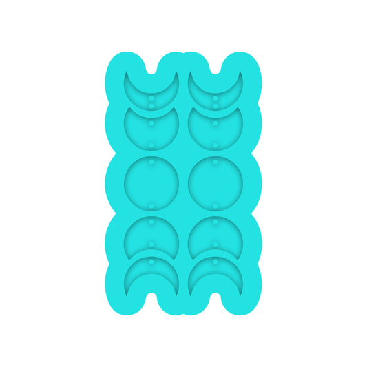 Moon Phase Dangle Earring Silicone Mold for DIY Resin Jewelry