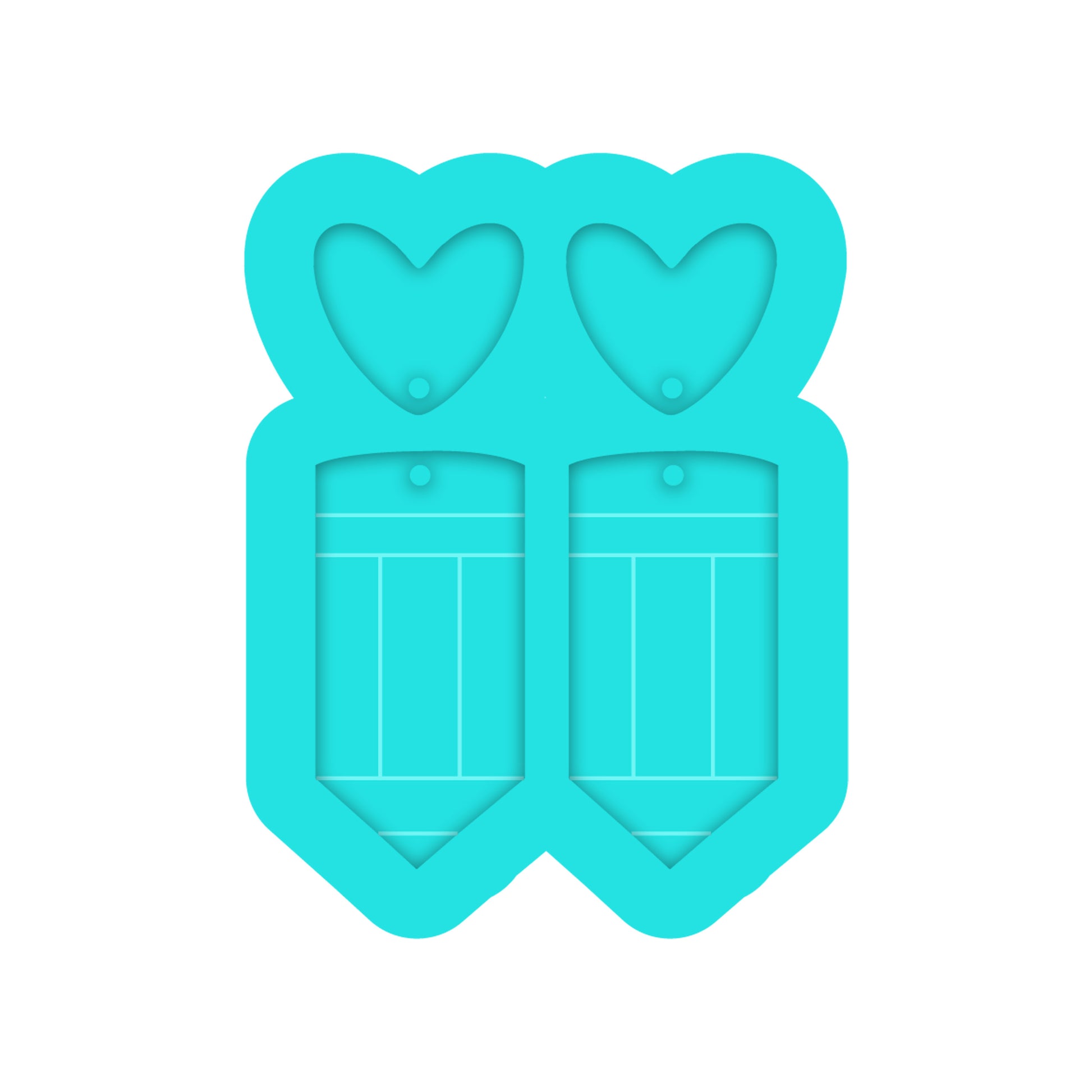 Teacher Pencil Dangle Earring Silicone Mold for Resin Jewelry Artists