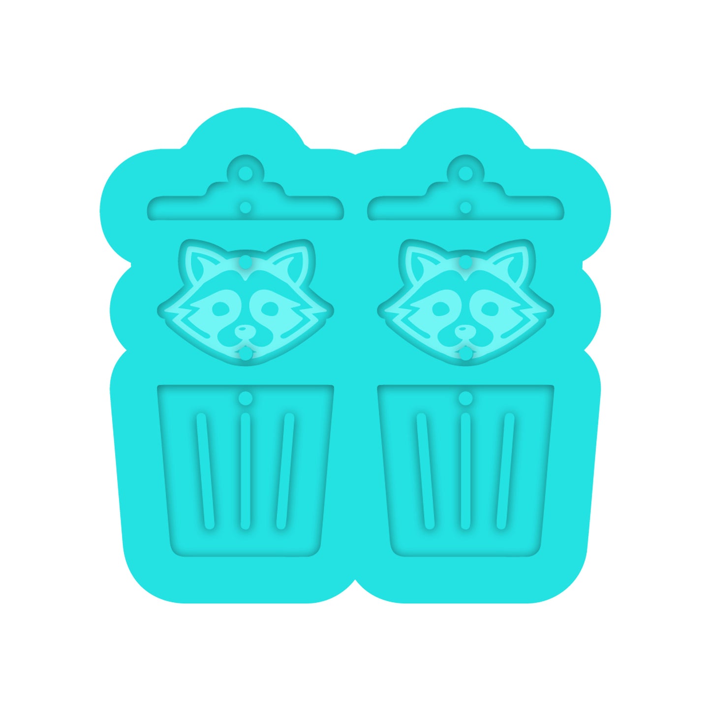 Racoon in Trash Can Dangle Earring Silicone Mold for Resin Jewelry Artists