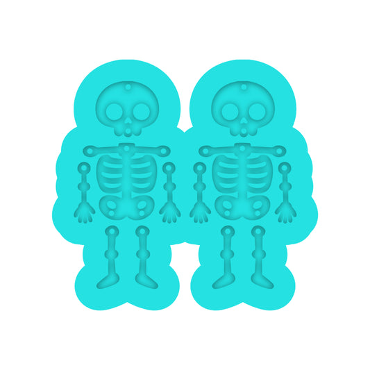Halloween Skeleton Dangle Earring Silicone Mold for Resin Jewelry Artists