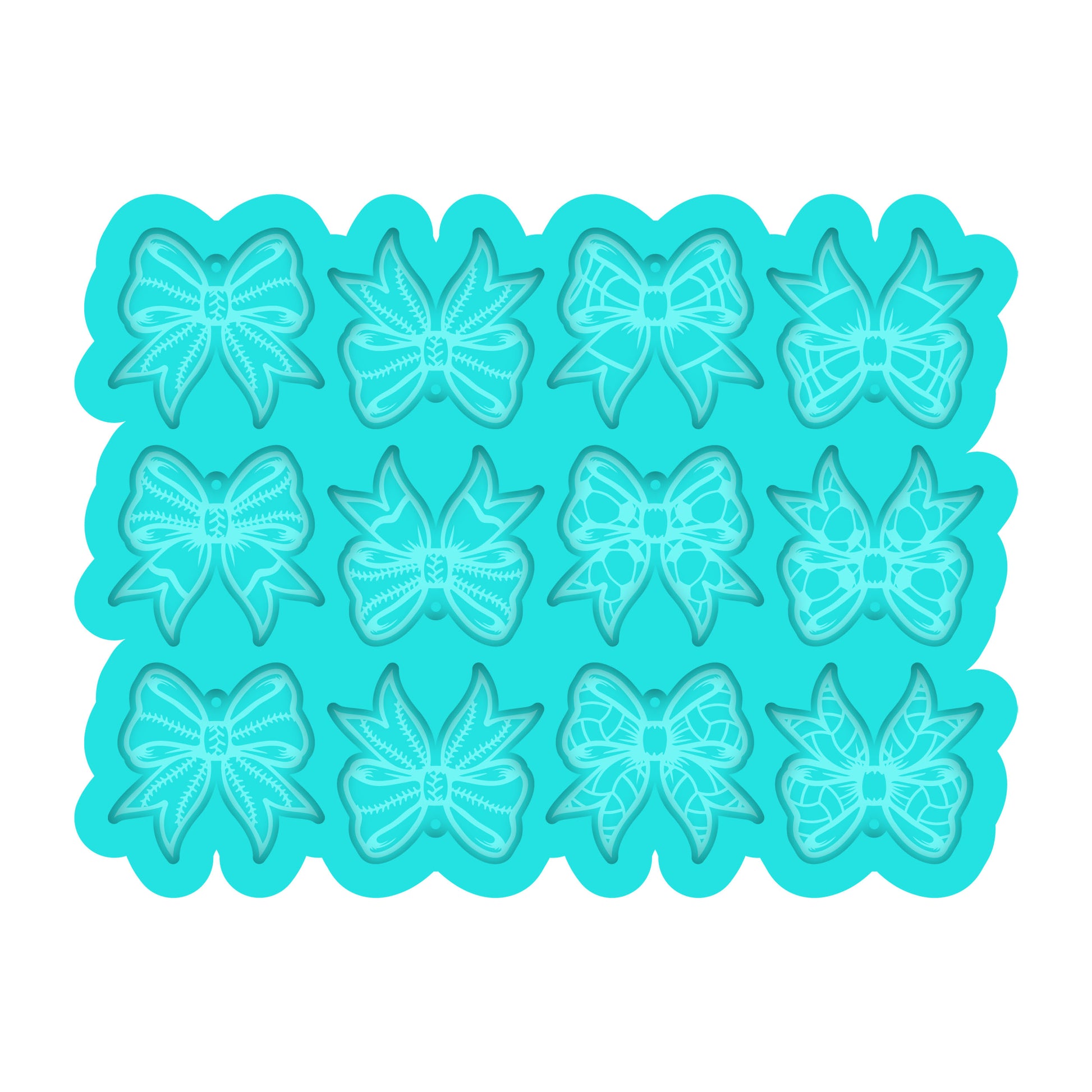 Sports Bows Dangle Earring Silicone Mold for Resin Jewelry Artists