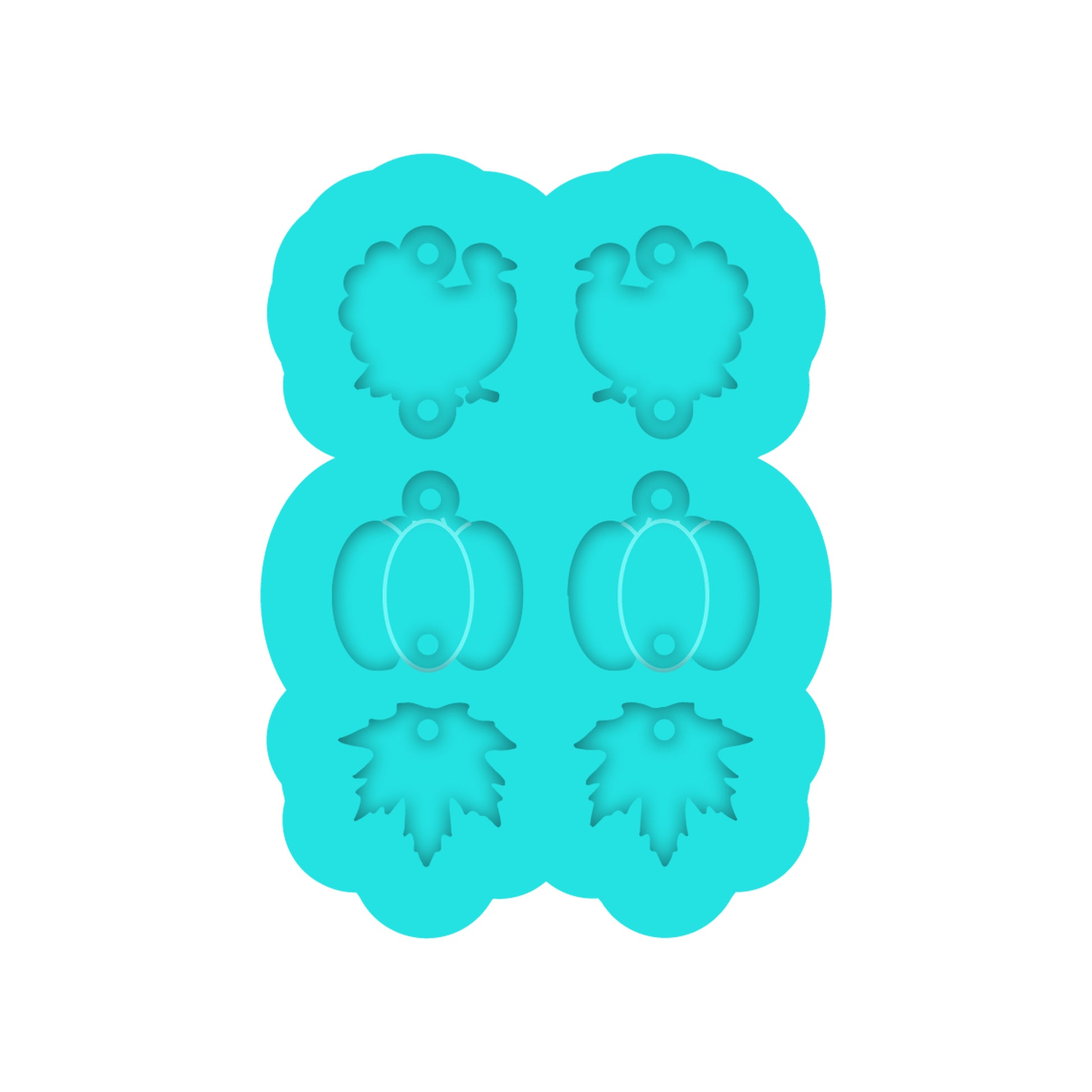 Thanksgiving Turkey, Pumpkin, Leaf Resin Earring Mold for Fall