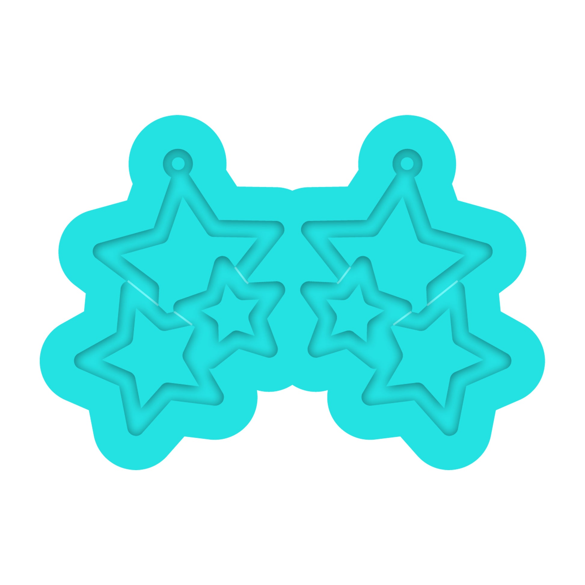 4th of July Star Trio Dangle Earring Silicone Mold for Resin Jewelry Artists