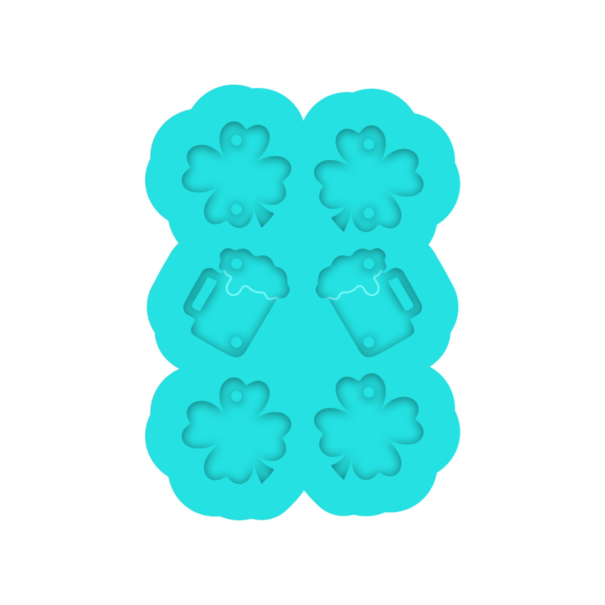 St. Patrick's Day Tiered Clover & Beer Mug Dangle Earring Silicone Mold for Resin Jewelry Artists