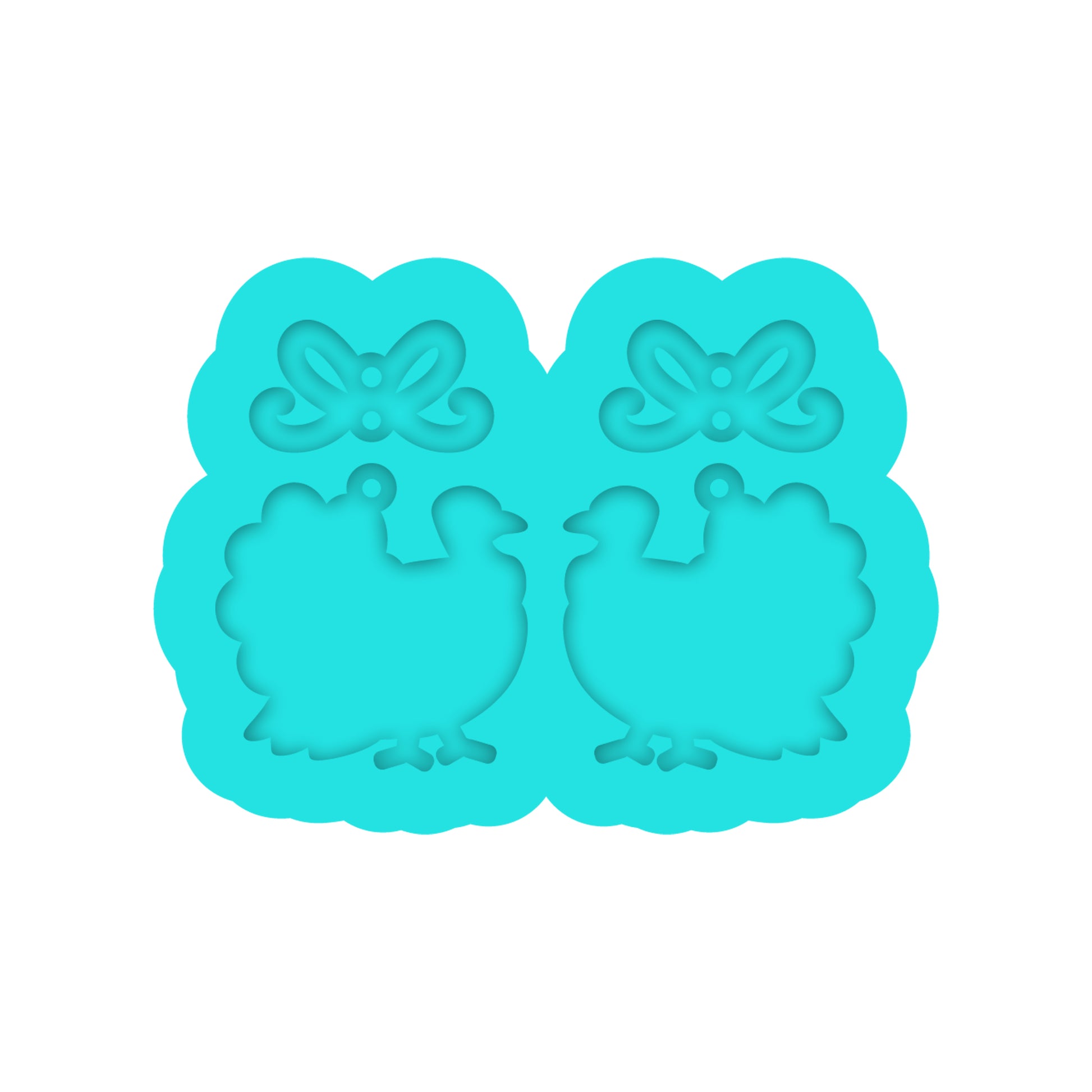 Thanksgiving Turkey with Bow Dangle Earring Silicone Mold for Resin Jewelry Artists