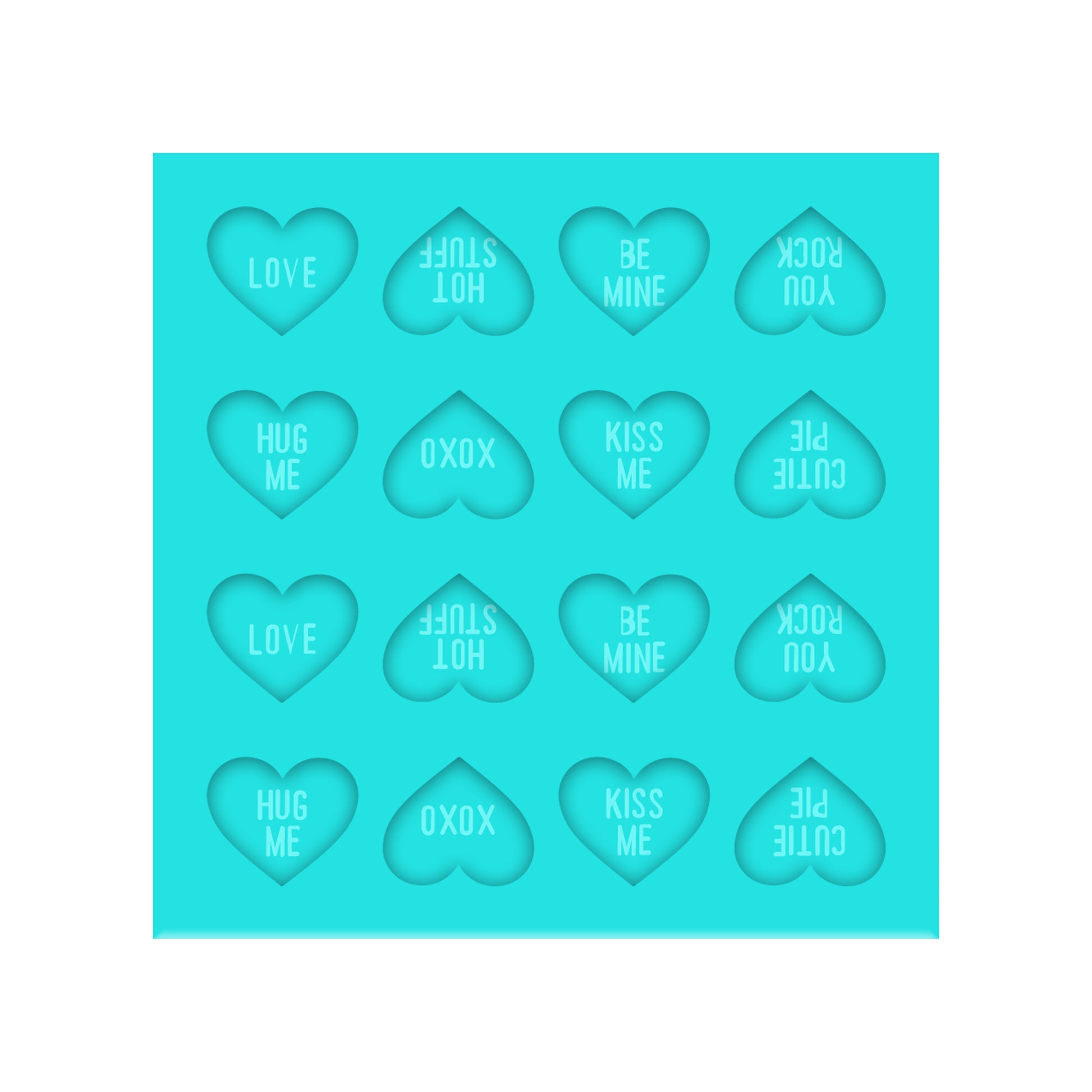 Valentine's Day Candy Hearts Silicone Mold for Resin Shaker Bits, Stud Earrings, Flatbacks, Charms & Pendants.