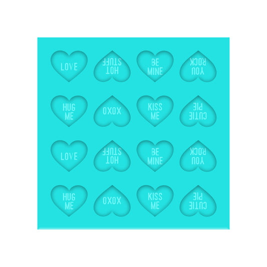 Valentine's Day Candy Hearts Silicone Mold for Resin Shaker Bits, Stud Earrings, Flatbacks, Charms & Pendants.