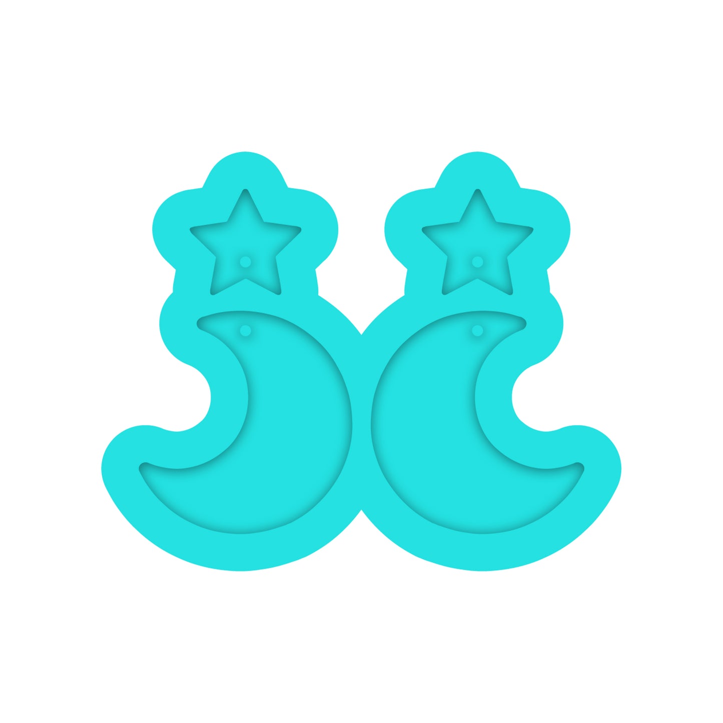 Crescent Moon & Star Dangle Earring Silicone Mold