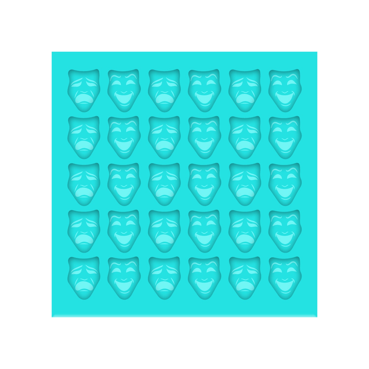 Mardi Gras Comedy & Tragedy Masks Silicone Mold for Resin Shaker Bits, Stud Earrings, Flatbacks, Charms & Pendants.