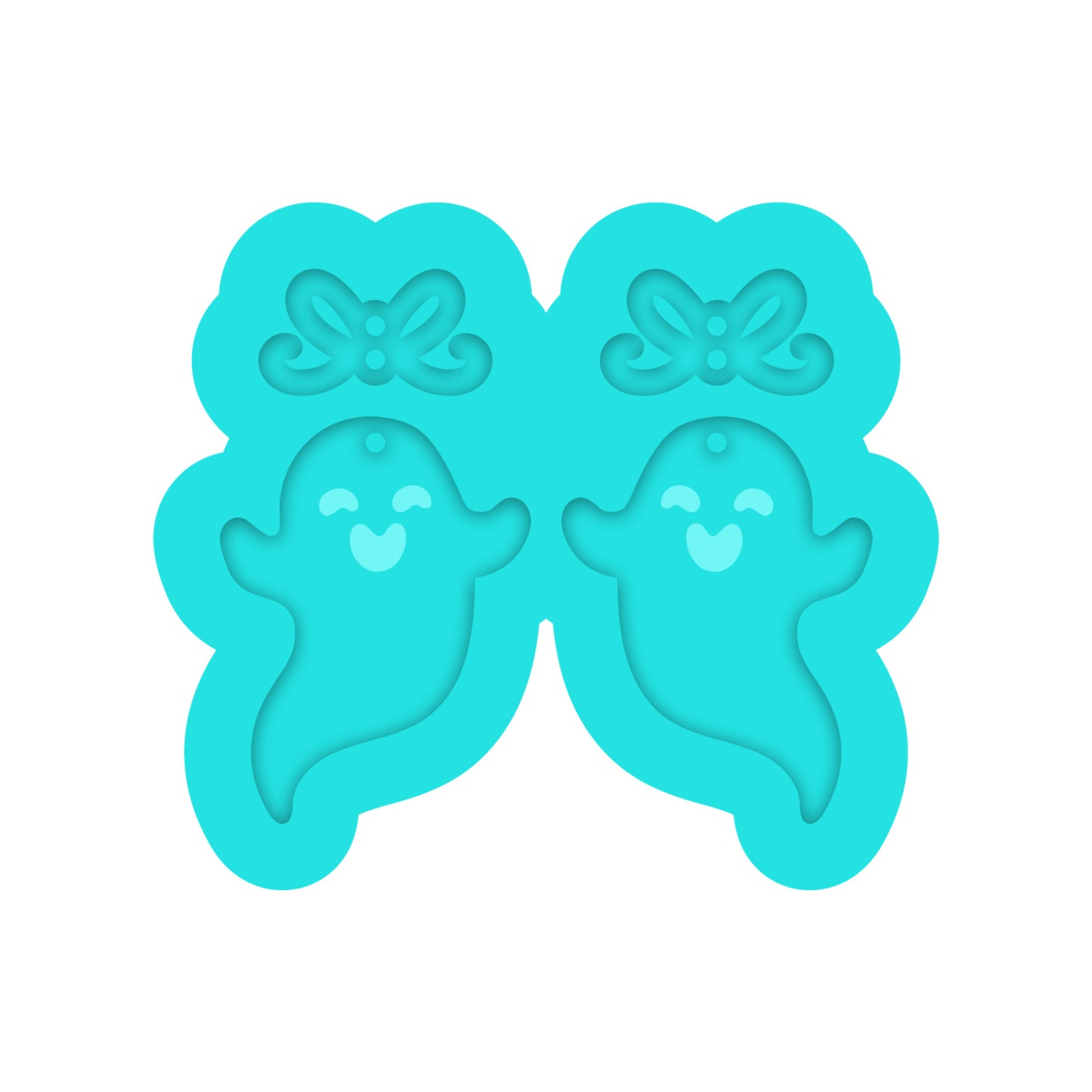 Halloween Ghost with Bow Dangle Earring Silicone Mold for Resin Jewelry Artists.