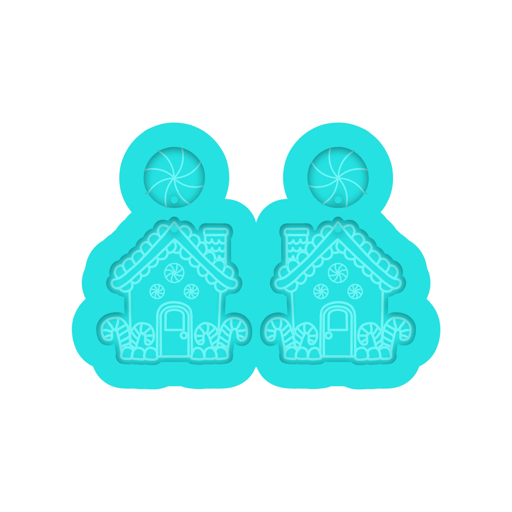 Gingerbread House Dangle Earring Silicone Mold for Resin Jewelry Artists.