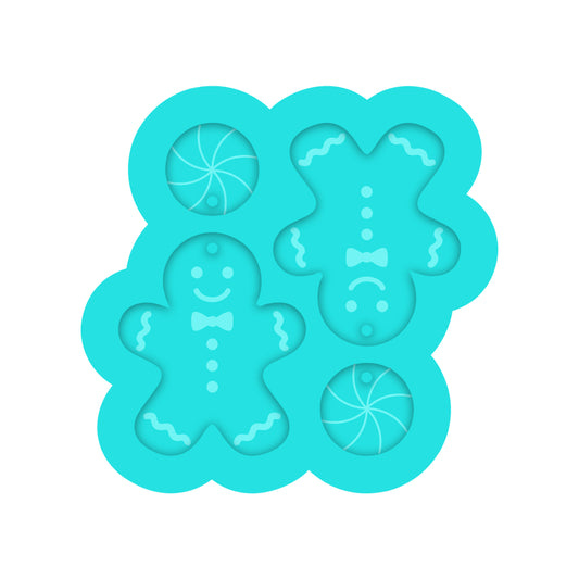 Gingerbread Man Dangle Earring Silicone Mold for Resin Jewelry Artists