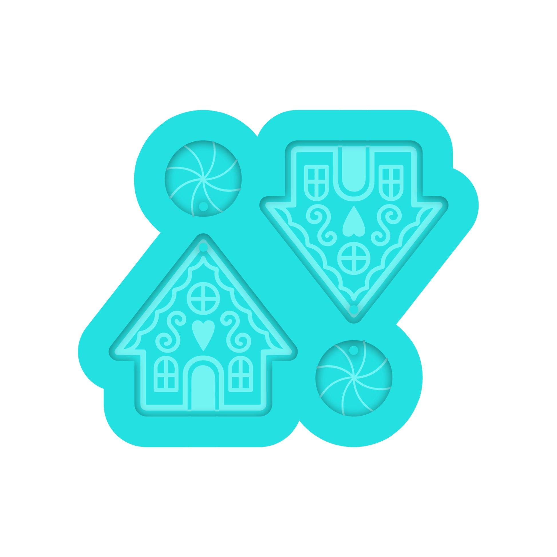 Gingerbread House Resin Earring Mold for Christmas